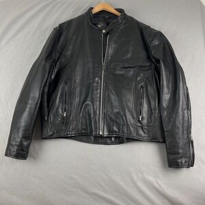 Leather King Mens 54 Black Leather Motorcycle Jacket Thinsulate Lined XXL Biker